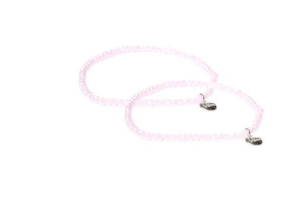 Biba Armband Crystal Perlen Rosa Glitzer Damen Armband Biba Anhänger Silber 4mm
