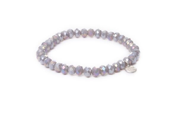 Biba Armband Crystal Perlen Lila Grau Damen Armband Biba Anhänger Silber 6mm