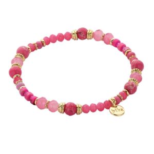 Biba Armband Crystal & Naturstein Perlen Rosa Gold Damen Armband Biba Anhänger Gold