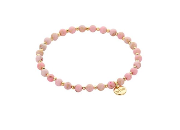 Biba Armband Naturstein Perlen Hell Rosa Gold Damen Armband Biba Anhänger Gold