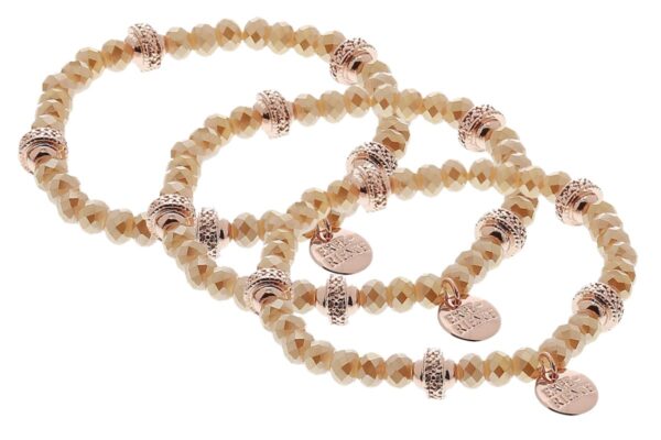 Biba Armband Crystal Perlen Beige Damen Armband Biba Anhänger Rosegold