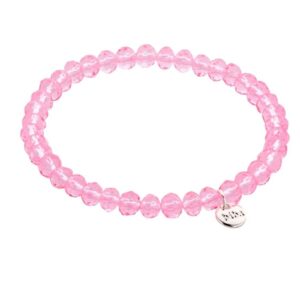Biba Armband Crystal Perlen Rosa Damen Armband Biba Anhänger Silber