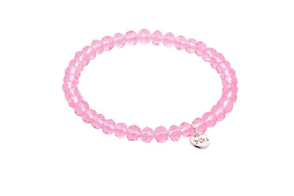 Biba Armband Crystal Perlen Rosa Damen Armband Biba Anhänger Silber