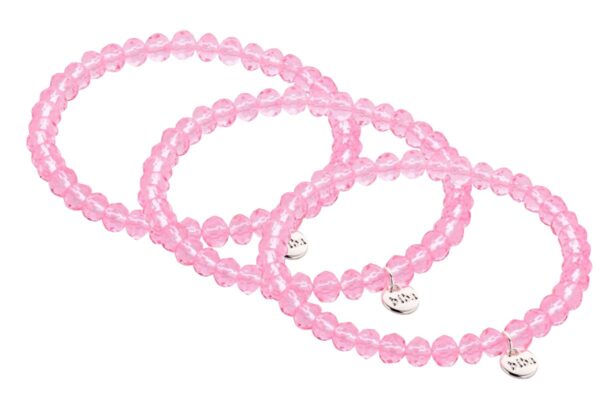 Biba Armband Crystal Perlen Rosa Damen Armband Biba Anhänger Silber