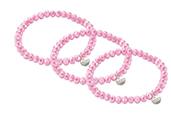 Biba Armband Crystal Perlen Glimmer Rosa Damen Armband Biba Anhänger Silber
