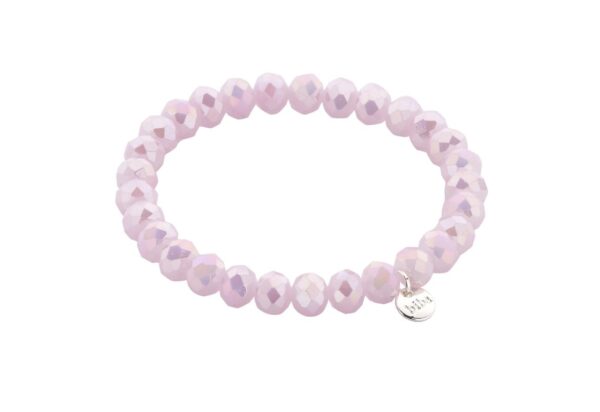 Biba Armband Crystal Perlen Lila Rose Damen Armband Biba Anhänger Silber