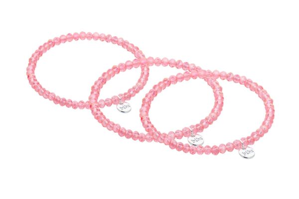 Biba Armband Crystal Perlen Klar Rose Damen Armband Biba Anhänger Silber