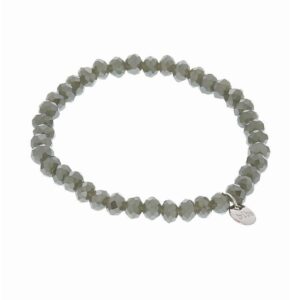 Biba Armband Crystal Perlen Graugrün Damen Armband Biba Anhänger Silber