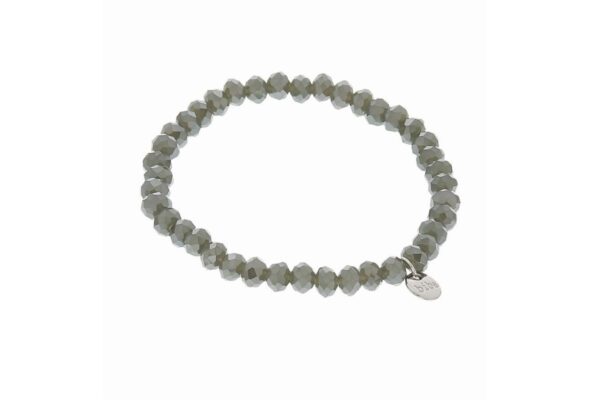 Biba Armband Crystal Perlen Graugrün Damen Armband Biba Anhänger Silber