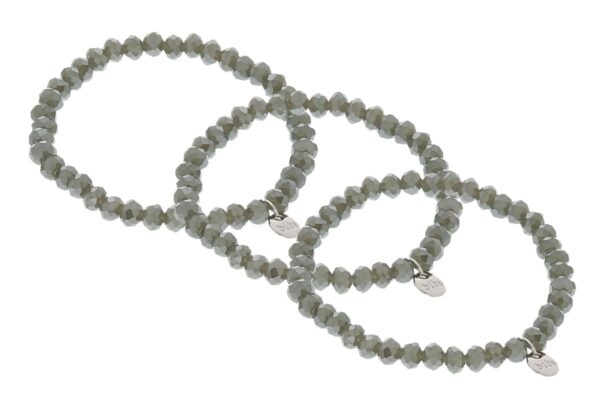 Biba Armband Crystal Perlen Graugrün Damen Armband Biba Anhänger Silber