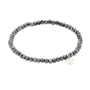 Biba Armband Crystal Perlen Grau Damen Armband Biba Anhänger Silber 4mm