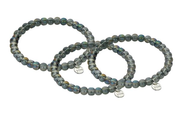 Biba Armband Crystal Perlen Rund Graublau Damen Armband Biba Anhänger Silber