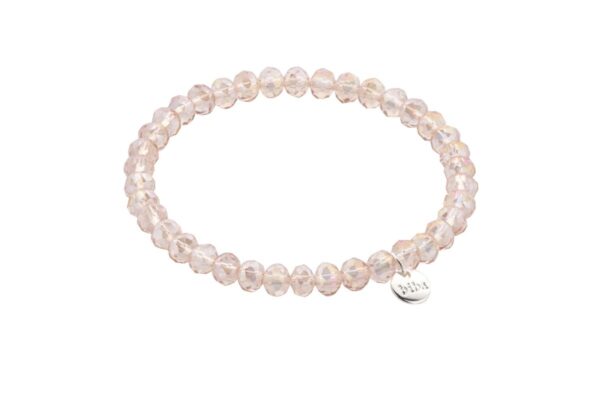 Biba Armband Crystal Perlen Beige Damen Armband Biba Anhänger Silber