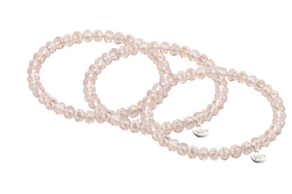 Biba Armband Crystal Perlen Beige Damen Armband Biba Anhänger Silber