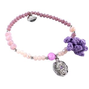 Biba Armband Crystal Perlen Lila Damen Armband Biba Anhänger Silber Lila Blume