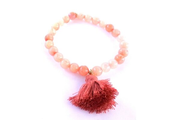 Biba Armband Crystal Perlen Rund Apricot Damen Armband Biba Anhänger Gold