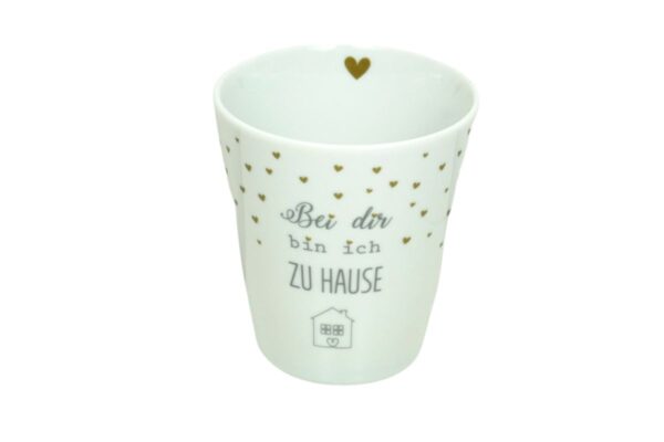 Krasilnikoff Kaffeebecher Kaffeetasse Sprüche Tasse Mug Cup Bei dir bin ich Zu Hause