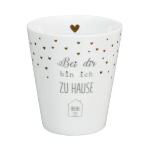 Krasilnikoff Kaffeebecher Kaffeetasse Sprüche Tasse Mug Cup Bei dir bin ich Zu Hause