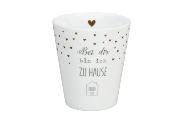 Krasilnikoff Kaffeebecher Kaffeetasse Sprüche Tasse Mug Cup Bei dir bin ich Zu Hause