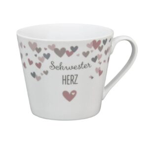 Krasilnikoff Henkeltasse Kaffeetasse Sprüche Tasse Schwester Herz