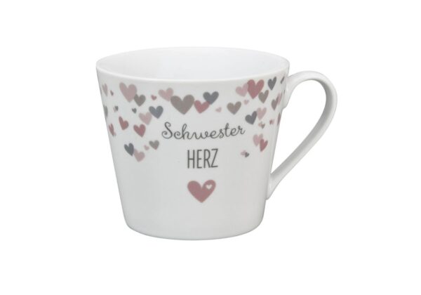 Krasilnikoff Henkeltasse Kaffeetasse Sprüche Tasse Schwester Herz