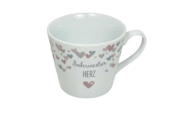 Krasilnikoff Henkeltasse Kaffeetasse Sprüche Tasse Schwester Herz