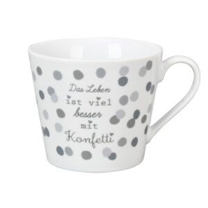 Krasilnikoff Henkeltasse Kaffeetasse Sprüche Tasse Das Leben ist viel besser mit Konfetti