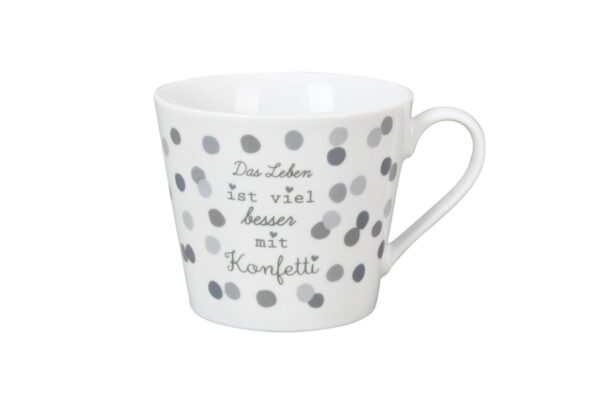 Krasilnikoff Henkeltasse Kaffeetasse Sprüche Tasse Das Leben ist viel besser mit Konfetti