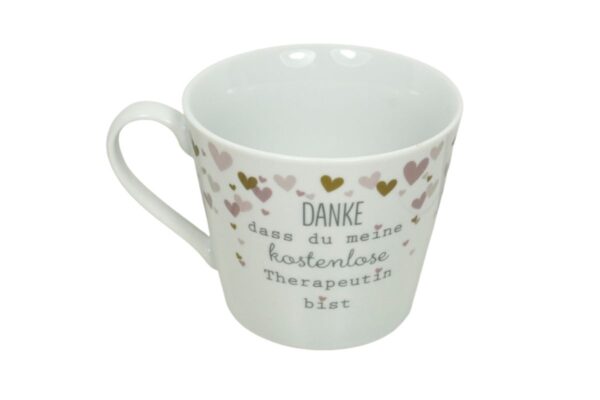 Krasilnikoff Henkeltasse Kaffeetasse Sprüche Tasse Danke dass du meine kostenlose Therapeutin bist