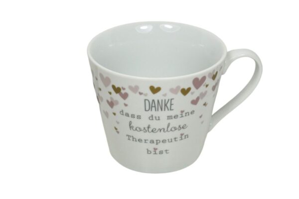 Krasilnikoff Henkeltasse Kaffeetasse Sprüche Tasse Danke dass du meine kostenlose Therapeutin bist