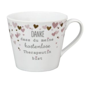 Krasilnikoff Henkeltasse Kaffeetasse Sprüche Tasse Danke dass du meine kostenlose Therapeutin bist