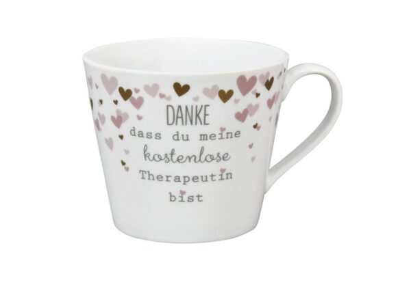 Krasilnikoff Henkeltasse Kaffeetasse Sprüche Tasse Danke dass du meine kostenlose Therapeutin bist