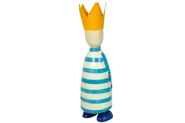 Pape Deko Figur Blechpuppe Long King König mit Krone Blechfigur Blau
