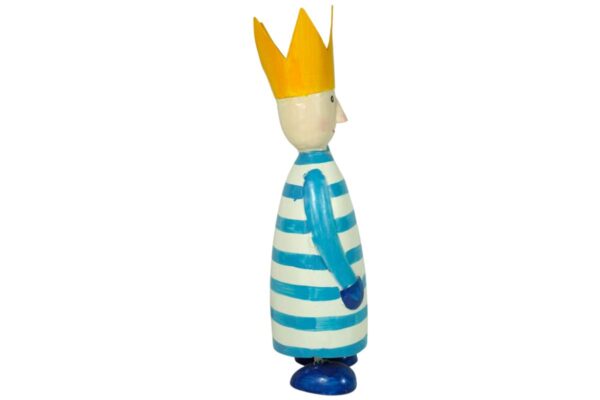 Pape Deko Figur Blechpuppe Long King König mit Krone Blechfigur Blau