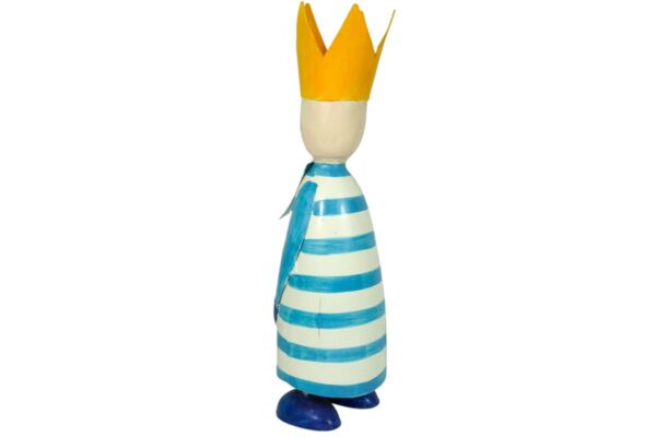 Pape Deko Figur Blechpuppe Long King König mit Krone Blechfigur Blau