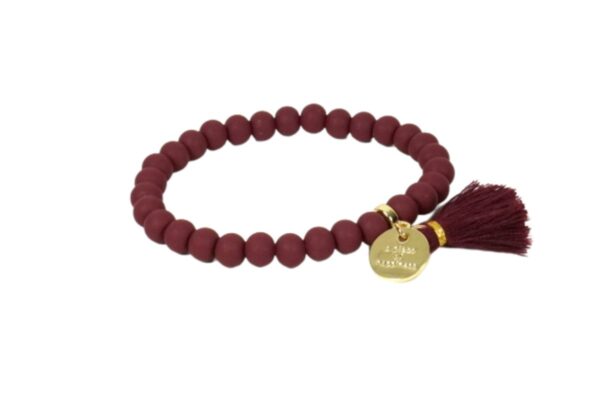 Biba Armband Ton Perlen Bordeaux Damen Armband Glücksbringer Biba Anhänger Gold 