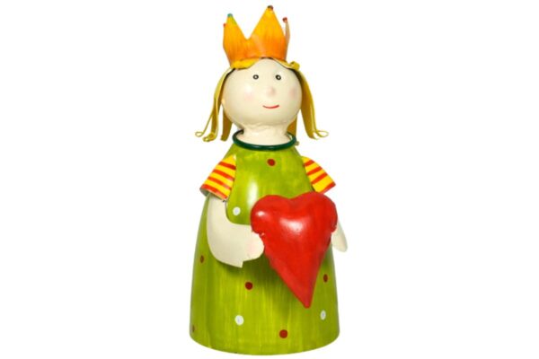 Deko Figur Metall Blechfigur Zaunhocker Grün Princess mit Herz
