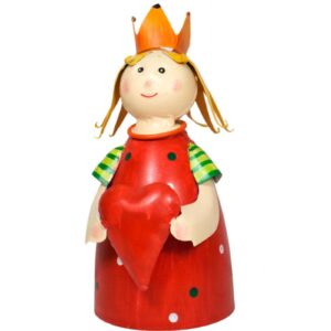 Deko Figur Metall Blechfigur Zaunhocker Rot Princess mit Herz