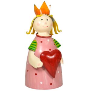 Deko Figur Metall Blechfigur Zaunhocker Rosa Princess mit Herz