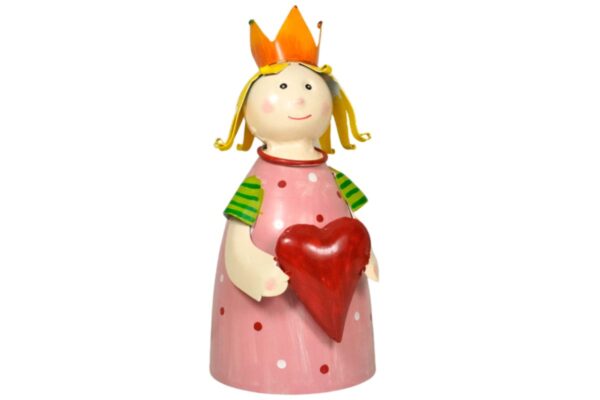 Deko Figur Metall Blechfigur Zaunhocker Rosa Princess mit Herz