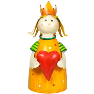 Deko Figur Metall Blechfigur Zaunhocker Orange Princess mit Herz