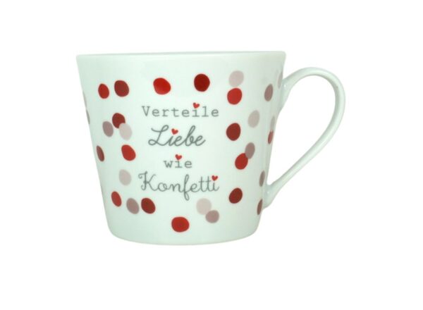 Krasilnikoff Henkeltasse Kaffeetasse Sprüche Tasse Beste Verteile Liebe wie Konfetti