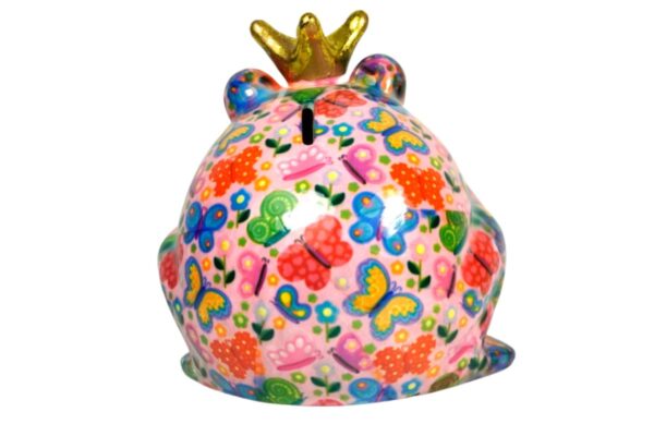 Pomme Pidou Spardose Money Bank Frosch Freddy Rosa Schmetterlinge