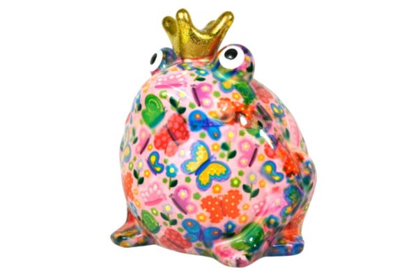 Pomme Pidou Spardose Money Bank Frosch Freddy Rosa Schmetterlinge