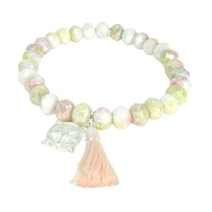 Biba Armband Crystal Pastell Perlen Damen Armband Troddel Apricot Stern Anhänger Silber