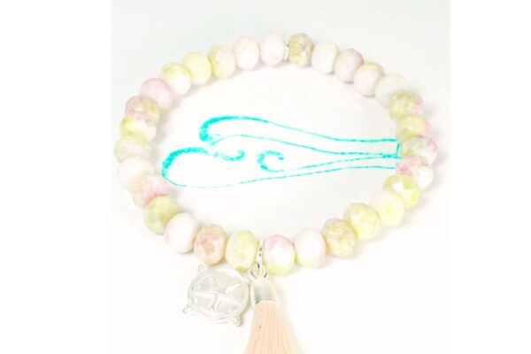Biba Armband Crystal Pastell Perlen Damen Armband Troddel Apricot Stern Anhänger Silber
