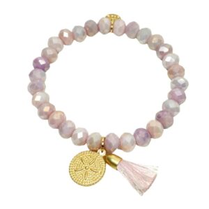 Biba Armband Crystal Pastell Perlen Damen Armband Troddel Rosa Stern Anhänger Gold