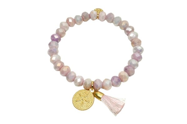 Biba Armband Crystal Pastell Perlen Damen Armband Troddel Rosa Stern Anhänger Gold