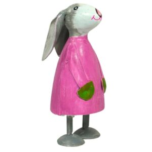 Pape Deko Figur Blechfigur Hase Betty pink Handarbeit 8cm