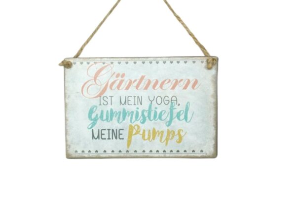 Deko Blechschild Aufhänger Wand Deko Gärtnern Ist Mein Yoga, Gummistiefel Meine Pumps